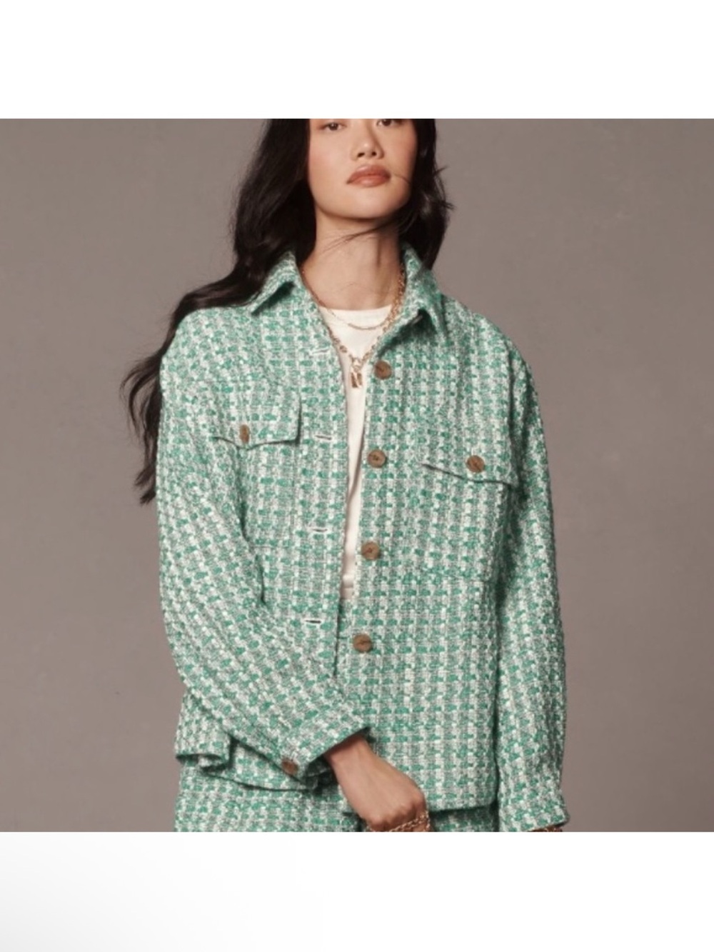 Anthropologie MAEVE I already put it tweed Coat jacket size large